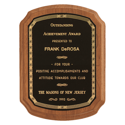 Walnut Plaque with Gold Border Laserable Black Brass 2 9" x 12" Coventry Series American Plate