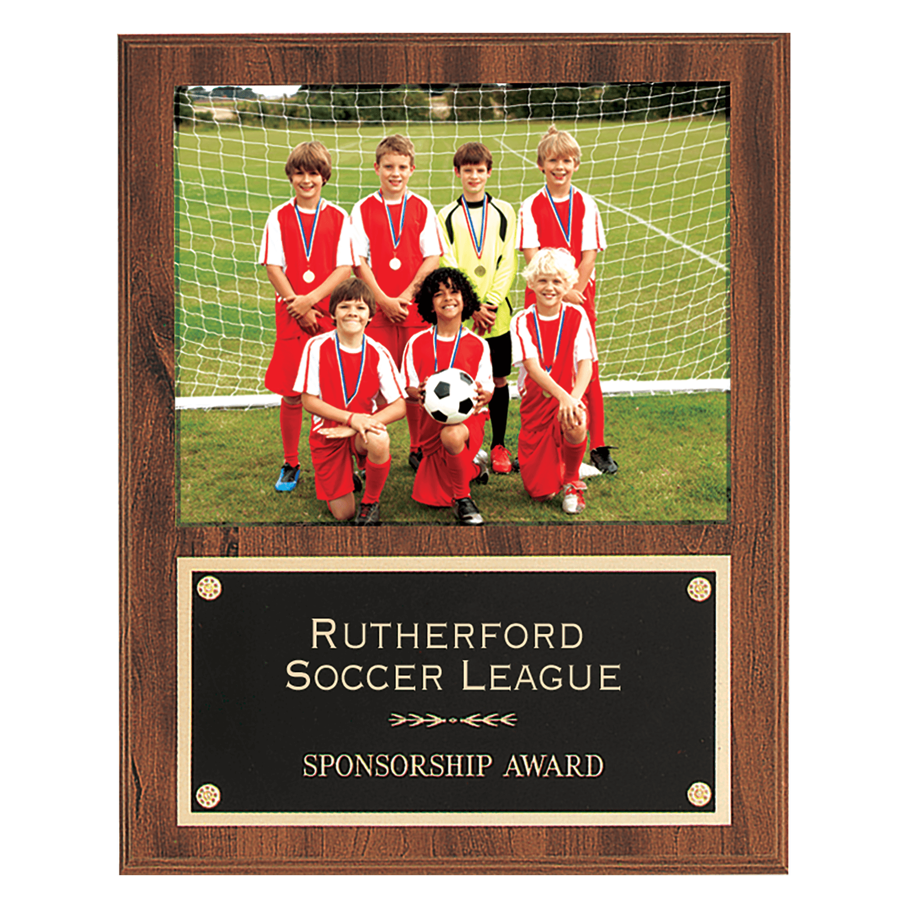 12" x 15" American Walnut Finish Photo Plaque with Black Brass Plate-Holds 8" x 10" Photo