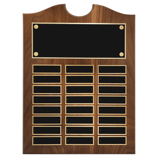 11" x 15" American Walnut Roster Plaque w/ 24 Plates