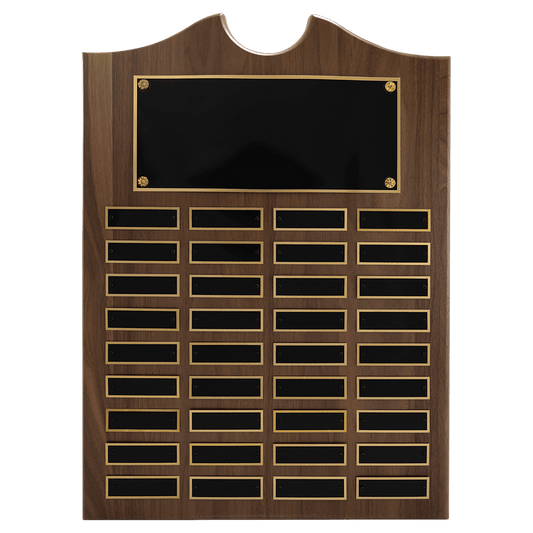 14" x 20" American Walnut Roster Plaque w/ 36 Plates