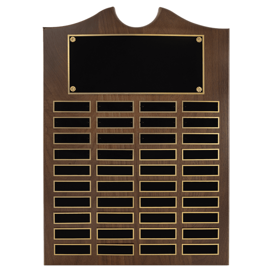 14" x 20" American Walnut Roster Plaque w/ 40 Plates