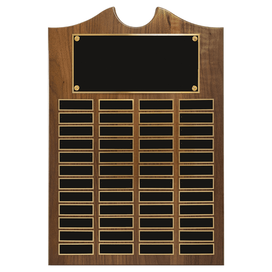 14" x 20" American Walnut Roster Plaque w/ 48 Plates