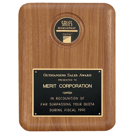 9" x 12" American Walnut CAM Plaque with Black Brass Plate (Medallion Sold Separately)