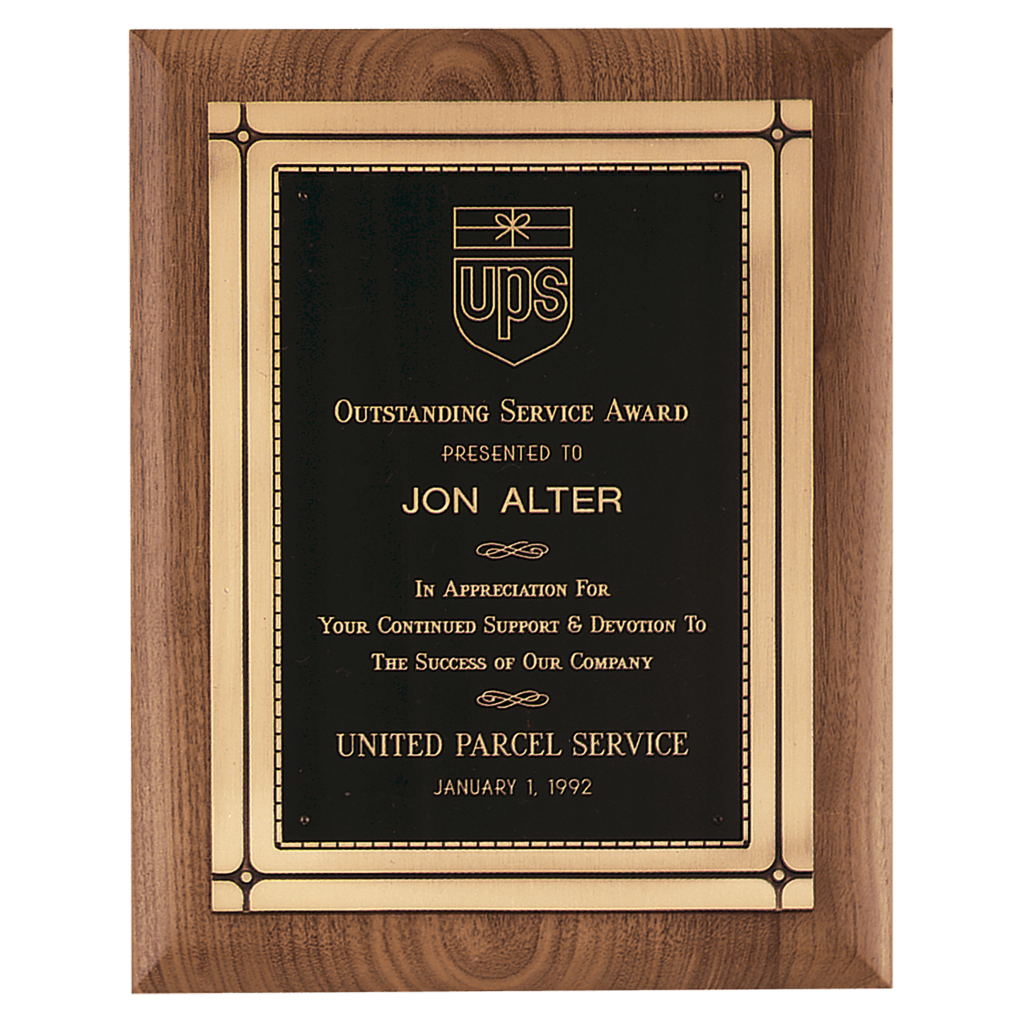 11" x 14" American Walnut Plaque with Antique Bronze Casting & High Quality Phoenix Frame Casting