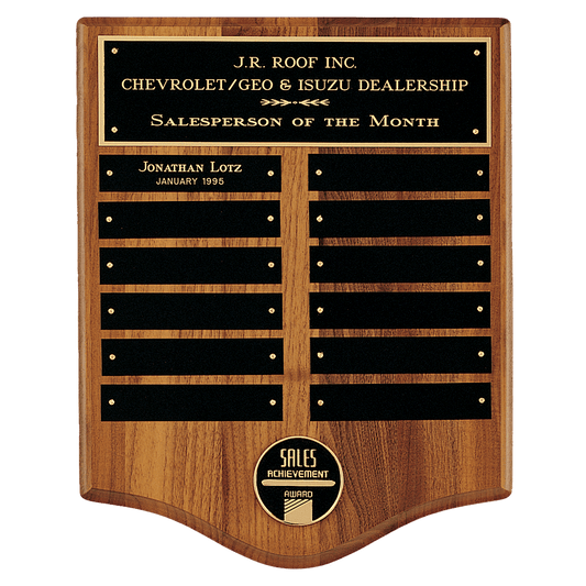 12" x 15"/Plates 1" x 5" American Walnut CAM Plaque with Black Brass Plates (Medallions Sold Separately)