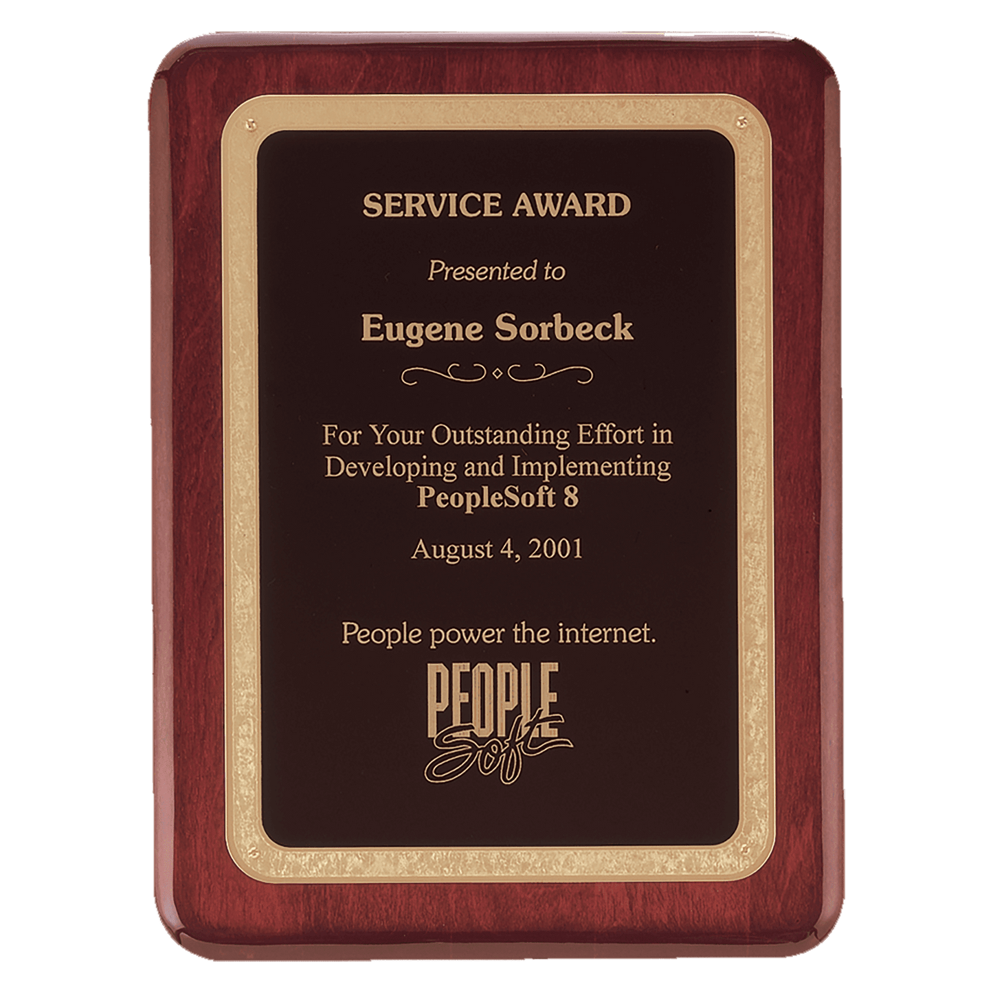 Rosewood Piano Finish Plaque with Black/Gold 10 1/2" x 13" Florentine Design LaserFX Plate