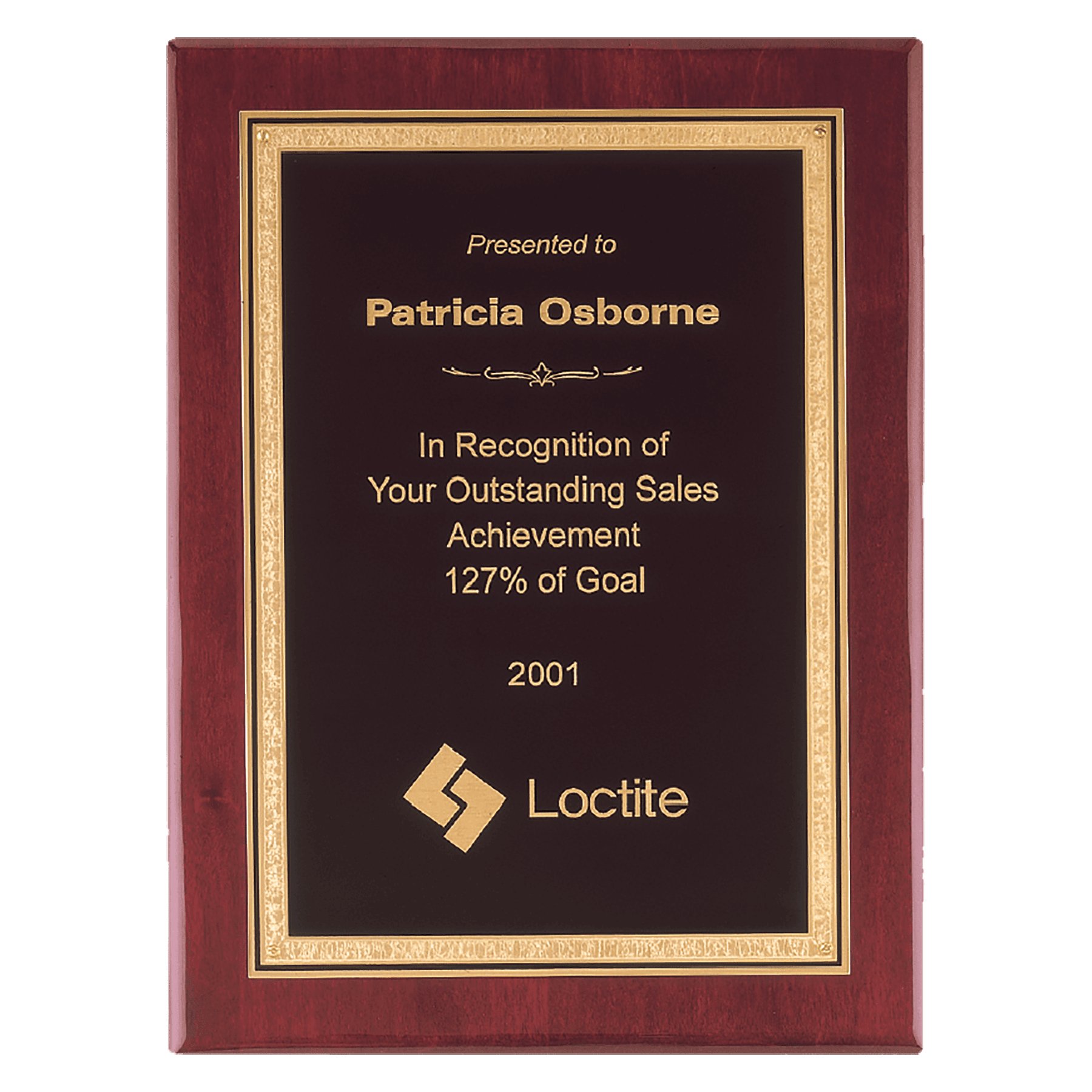 11" x 14" Airflyte Premium Rosewood Piano Finish Plaque with Gold Florentine Black LaserFX Plate