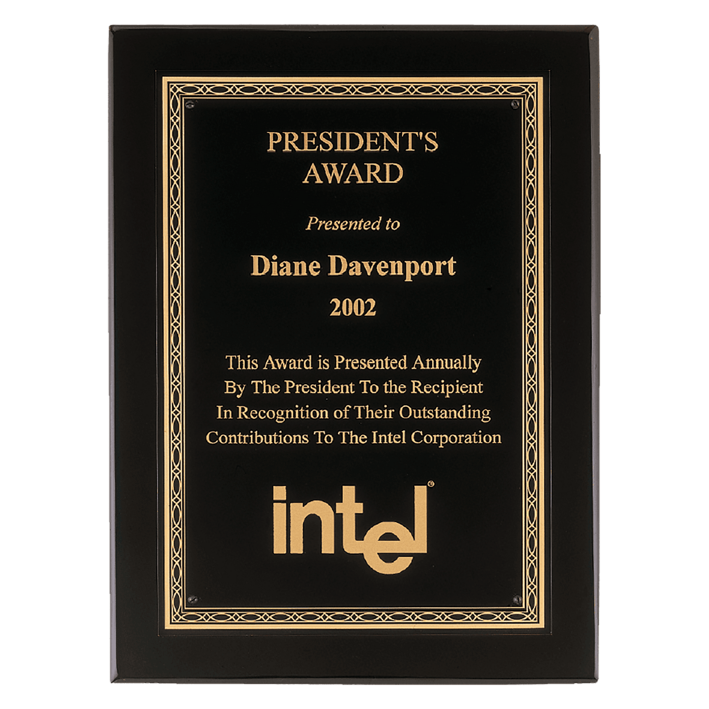 Black Piano Finish Plaque wtih Gold Florentine Border Laserable Black Brass 7" x 9" Airflyte Premium PLate