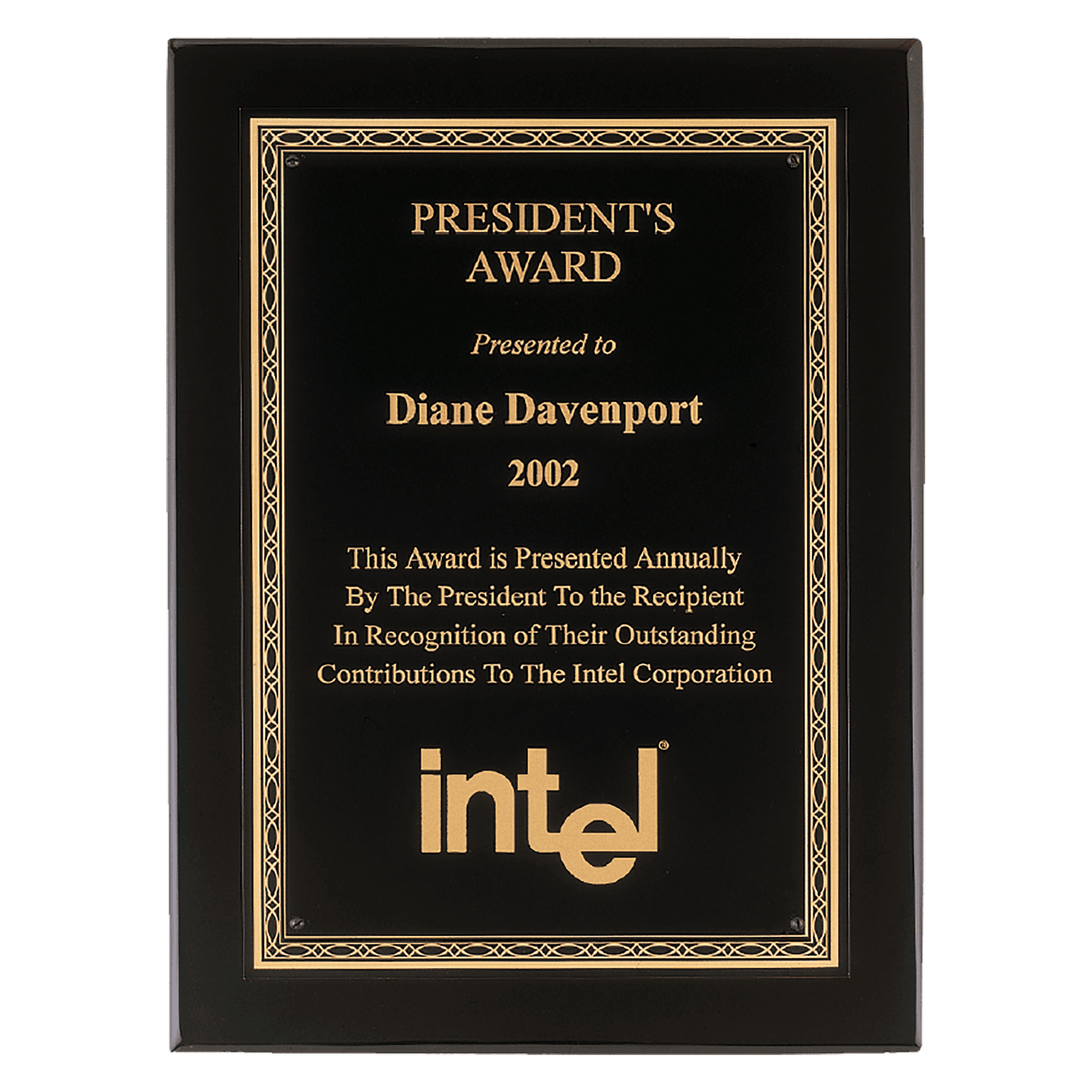 Black Piano Finish Plaque wtih Gold Florentine Border Laserable Black Brass 7" x 9" Airflyte Premium PLate
