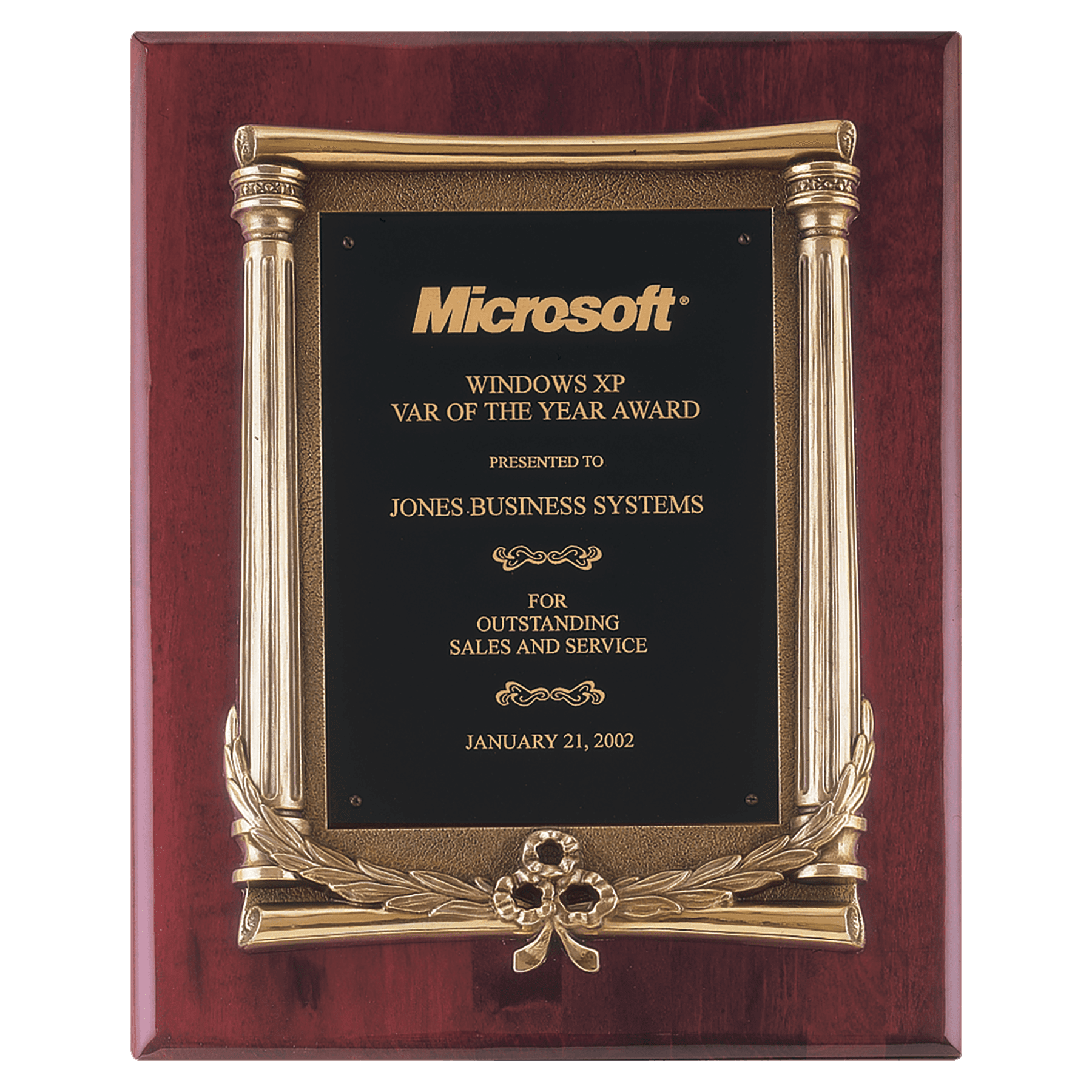 Rosewood Piano Finish Plaque, Antique Bronze Frame Casting, Black Brass 10 1/2" x 13" Plate