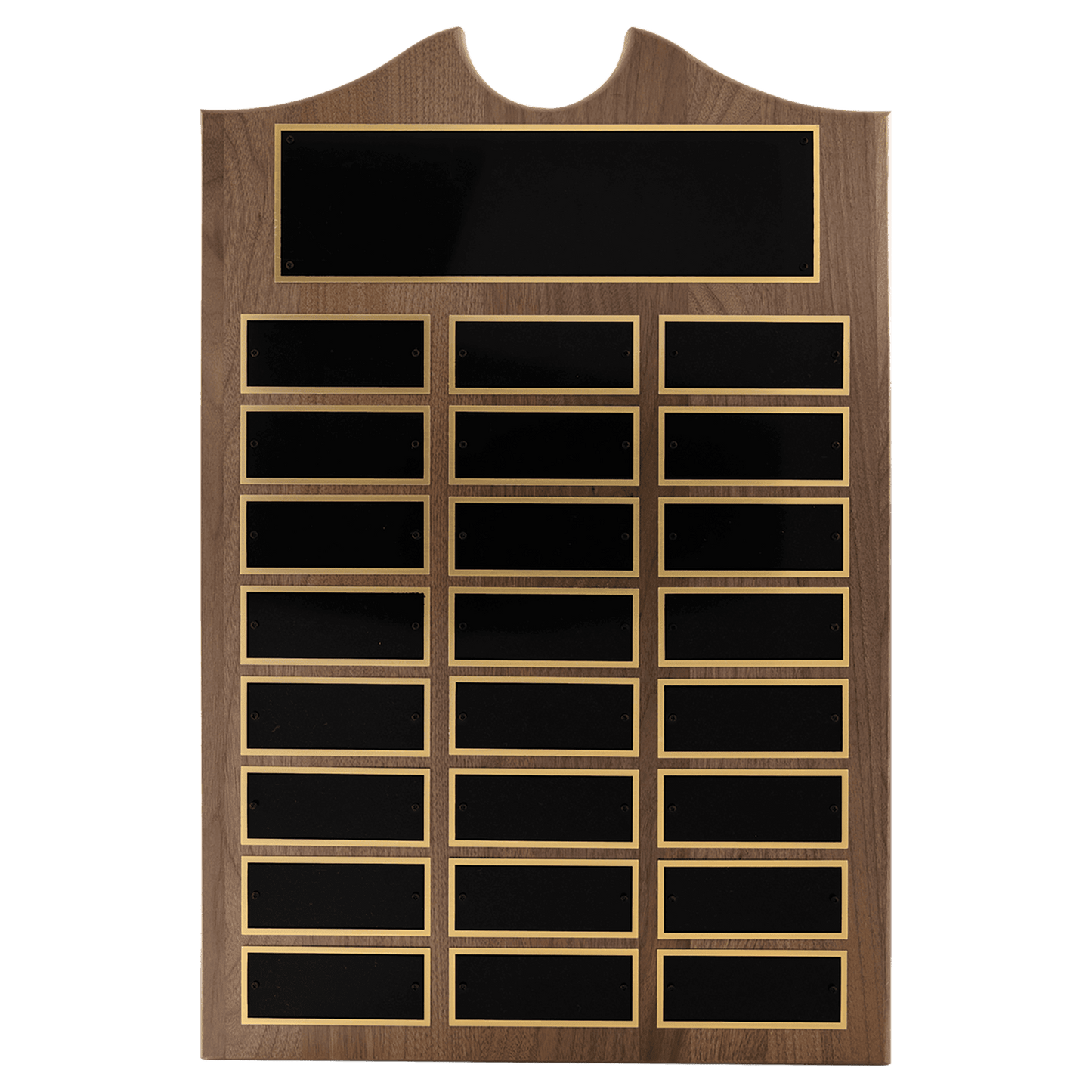 14" x 20"/Plates 1 1/2" x 3 3/4" American Walnut 24 Plate Perpetual Plaque with Black Brass Plates