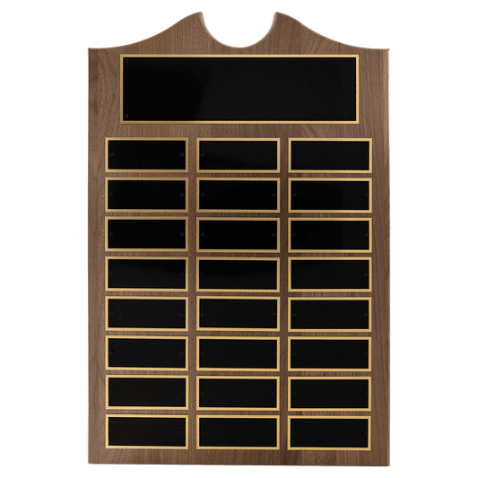 14" x 20"/Plates 1 1/2" x 3 3/4" American Walnut 24 Plate Perpetual Plaque with Black Brass Plates