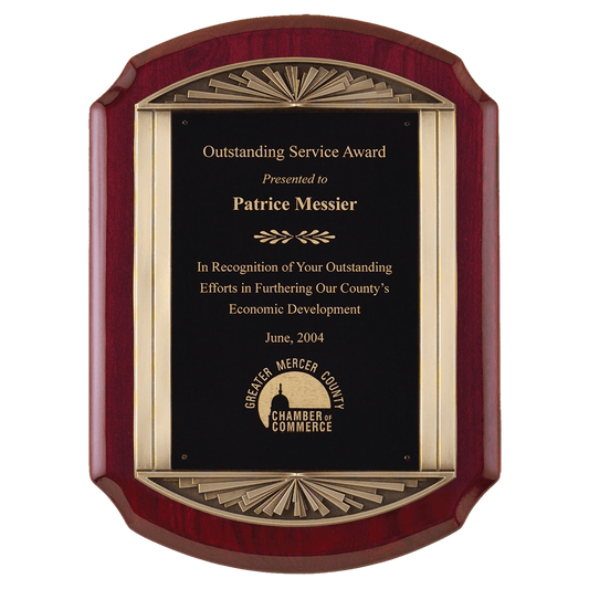 11" x 15" Piano Finish Plaque with Antique Bronze Finish Frame Casting with Black LaserFX Engraving Plate