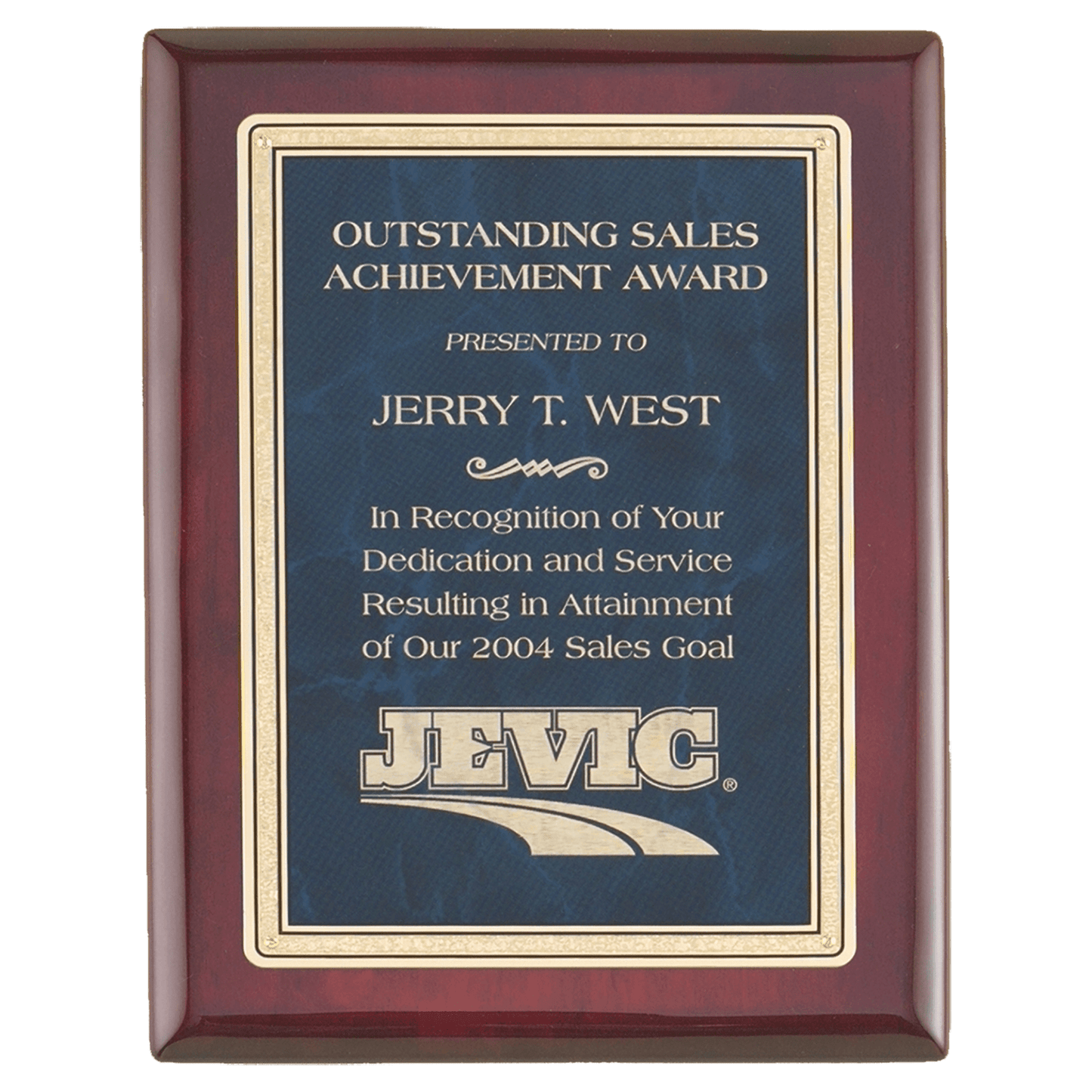 Rosewood Piano Finish Plaque with Sapphire Marble/Gold 8" x 10" Florentine Design LaserFX Plate
