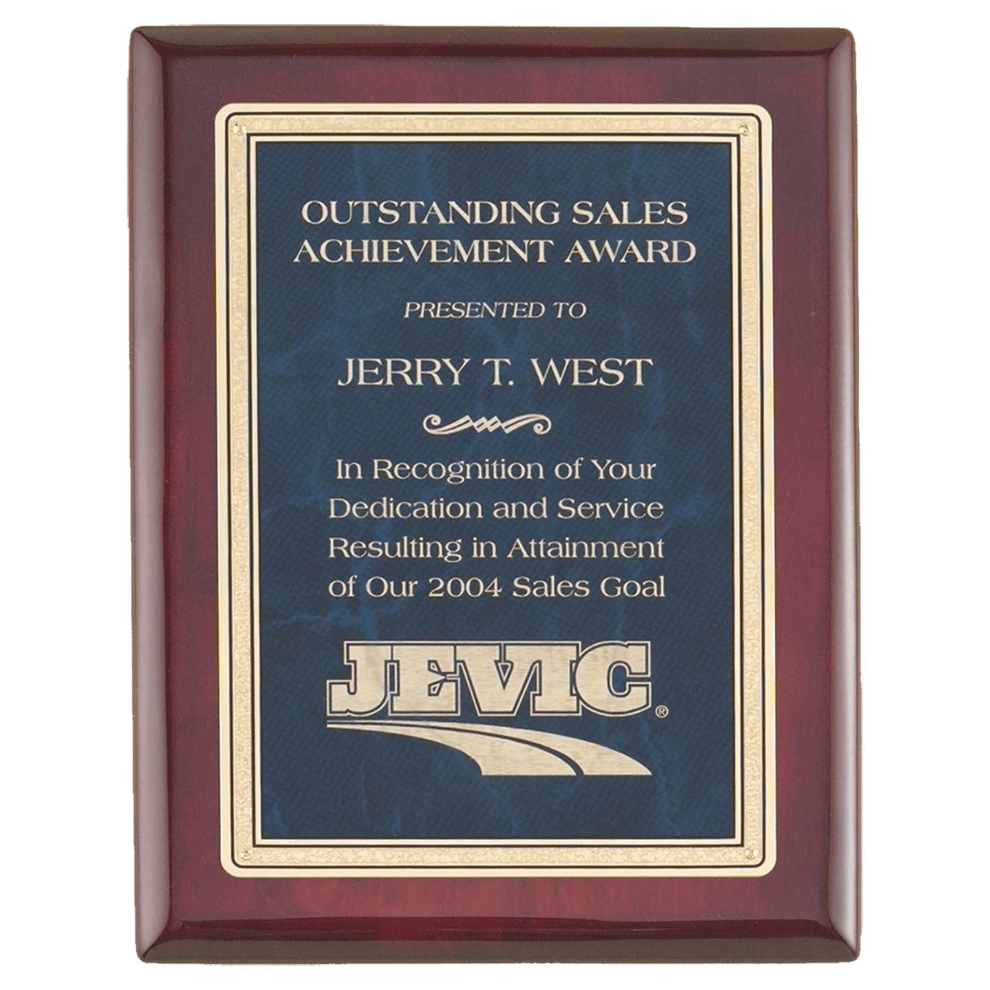 Rosewood Piano Finish Plaque with a Sapphire Marble/Gold 10 1/2" x 13" Florentine Design LaserFX Plate