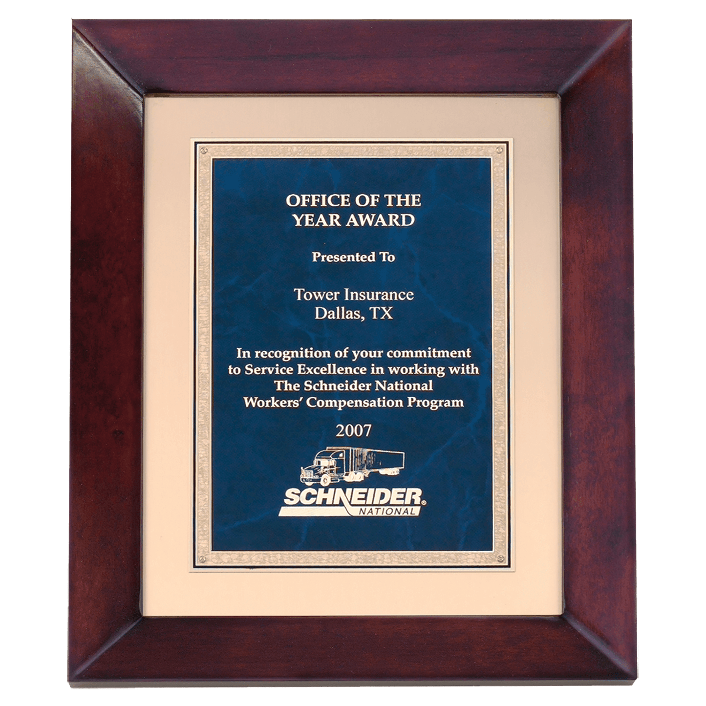 12" x 15" Airflyte Cherry Finish with Gold Metal Background and Sapphire Marble and Gold Florentine Border LaserFX Plate