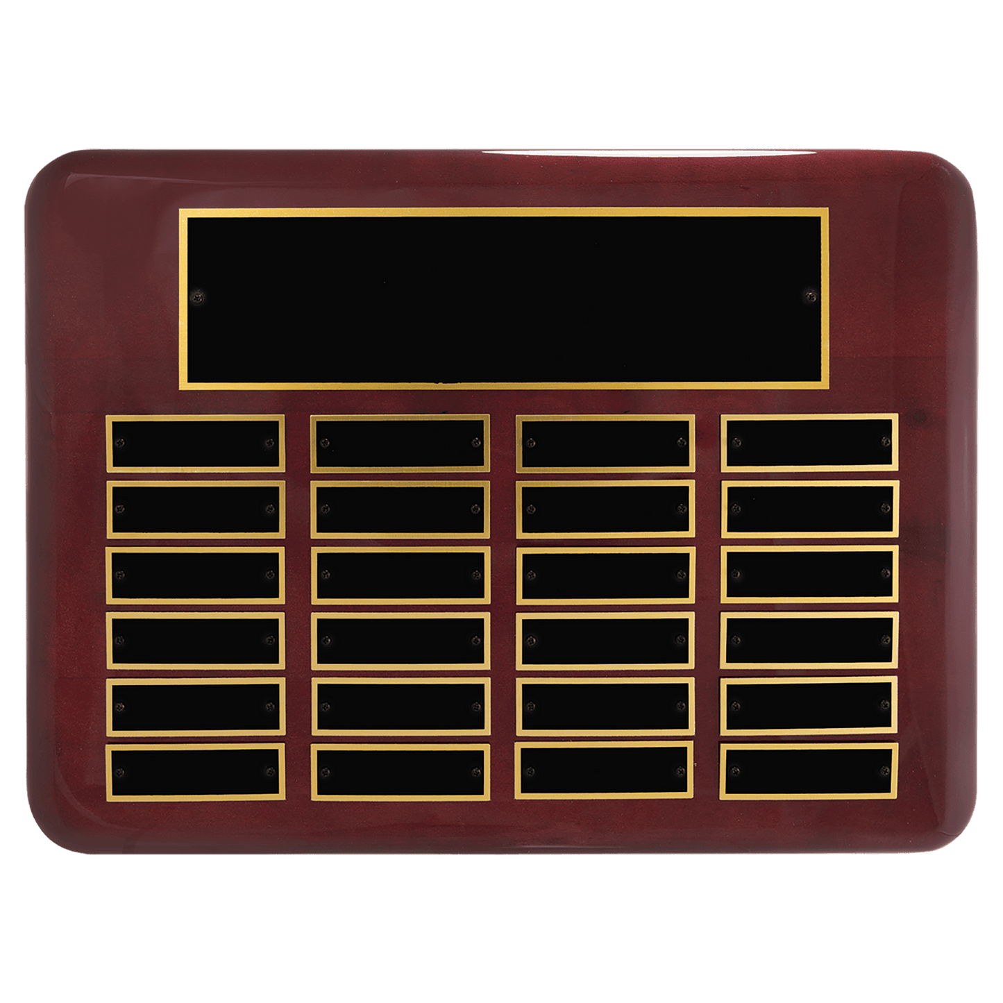 11" x 15"/Plates 7/8" x 2 3/4" Rosewood Piano Finish 24 Plate Perpetual Plaque with Black Brass Plates