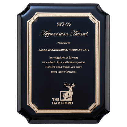 Black High Gloss Plaque with Gold 7" x 9" Florentine Border LaserFX Plate