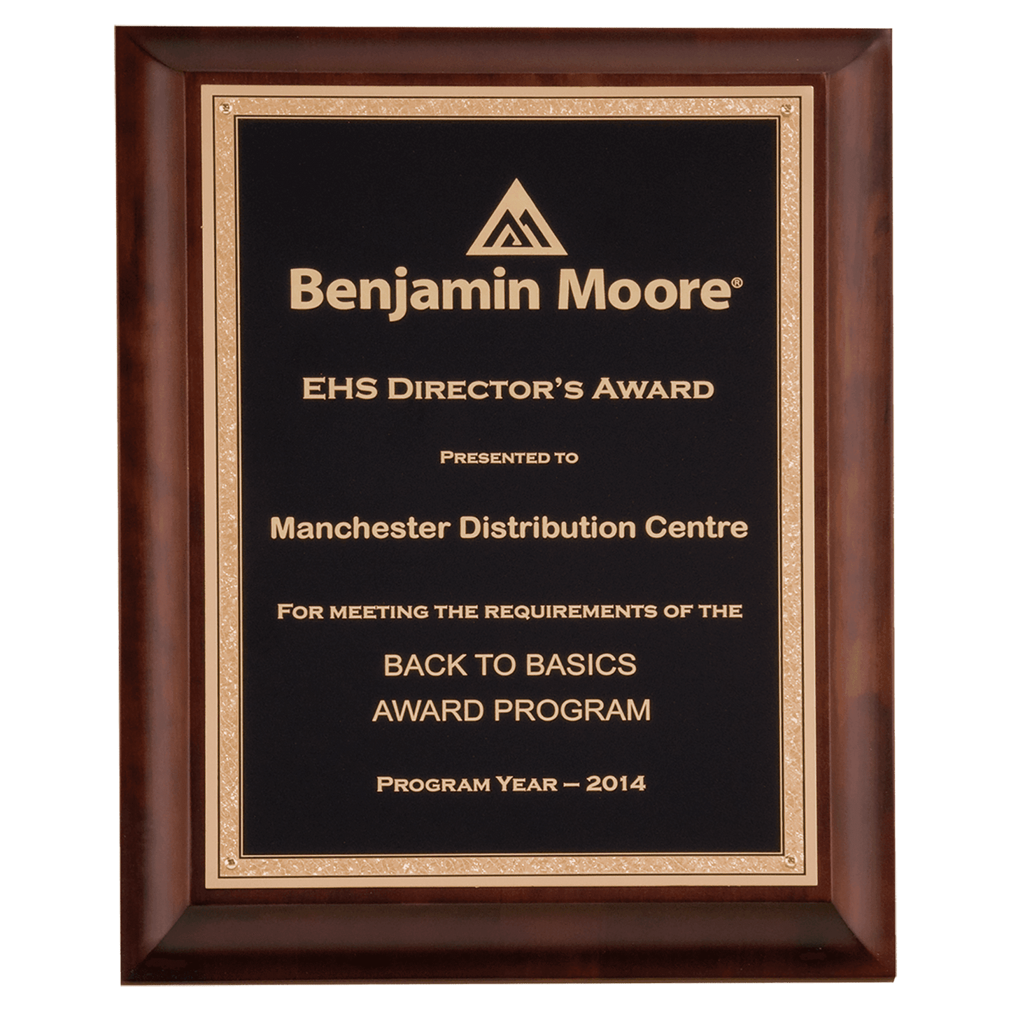 Cherry Finish Plaque with Black Gold 2 7" x 9" Hand Rubbed Florentine Border LaserFX Plate
