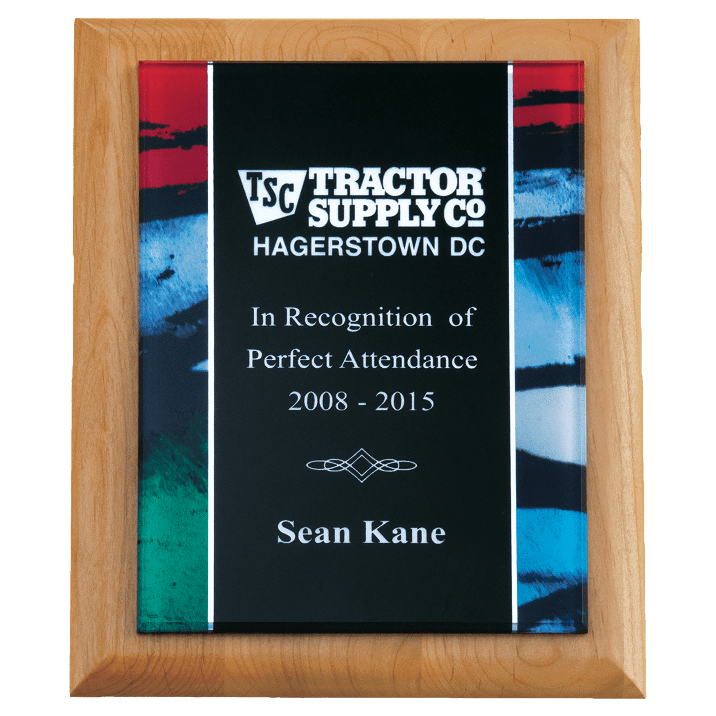 7" x 9" Airflyte Natural Alder Plaque with Stained Glass Border Acrylic Plate