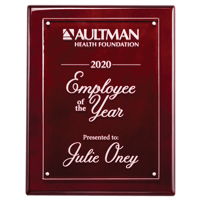 Rosewood 8x10 High Gloss Plaque wtih Acrylic Engraving Plate