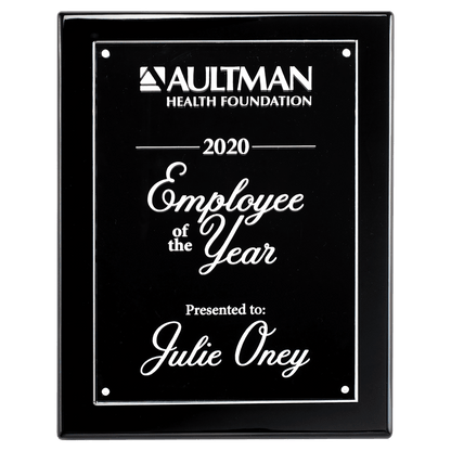 Black 9x12 High Gloss Plaque with Acrylic Engraving Plate