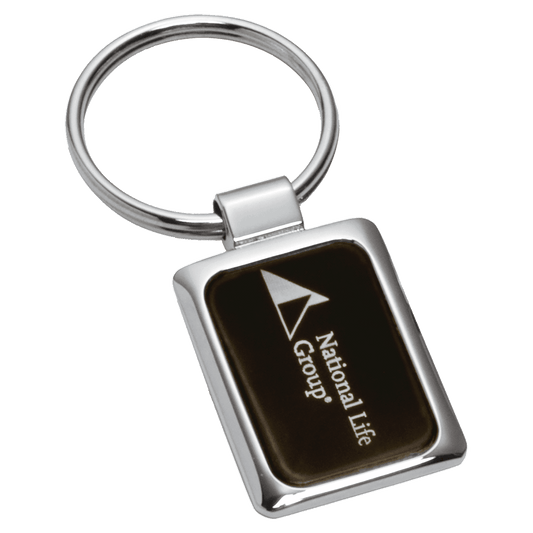 1" x 2 3/4" Chrome Plated Key Ring with Black Aluminum Insert