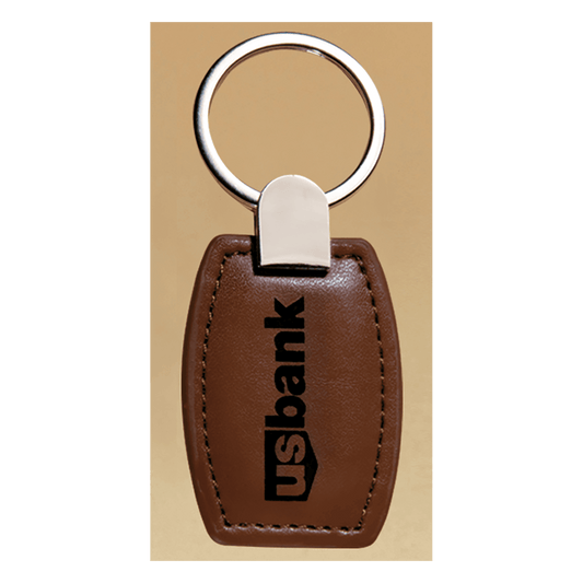 1 3/8" x 3 3/8" Leather Key Ring with Silver Hardware