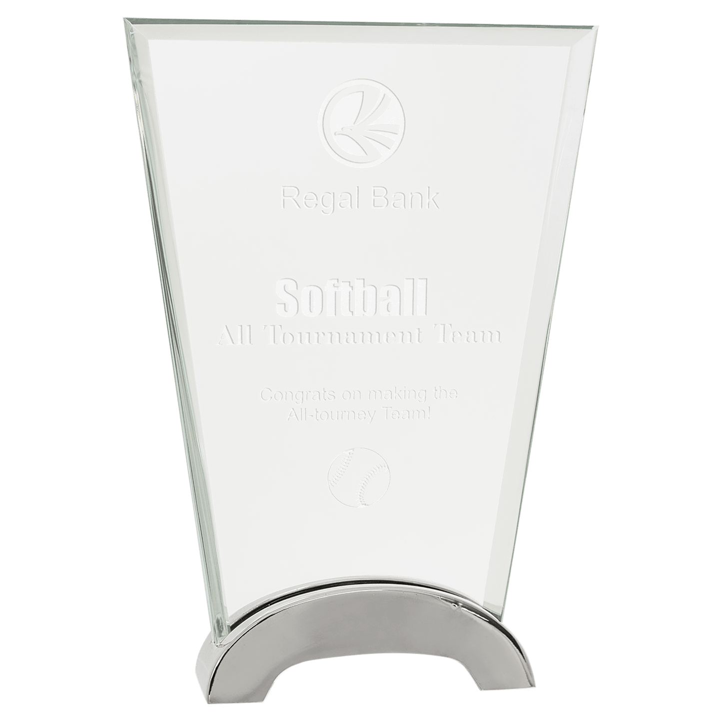 7 1/2" Fan Platinum Glass with Arch Metal Base