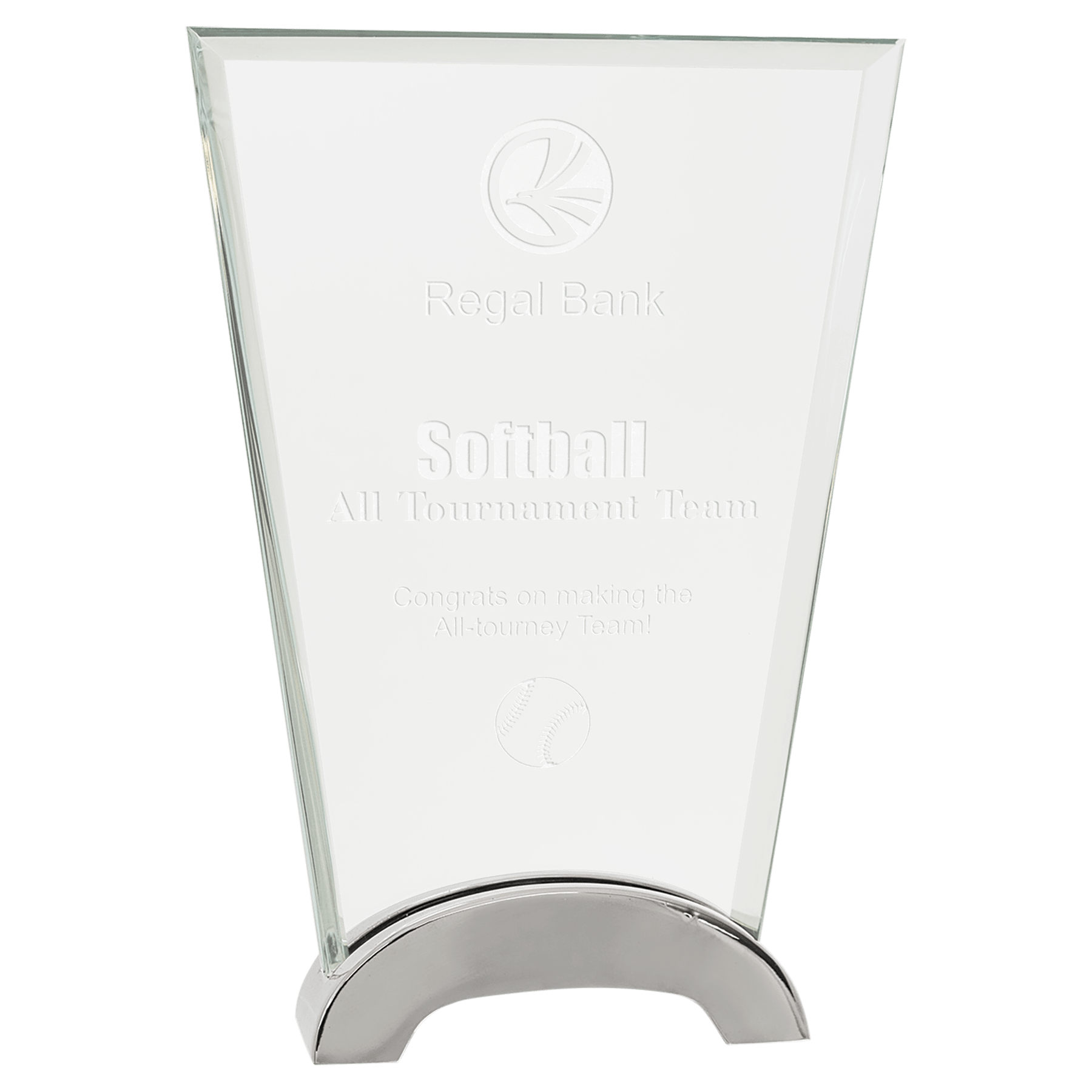 7 1/2" Fan Platinum Glass with Arch Metal Base