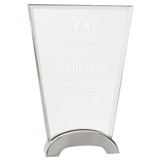 7 1/2" Fan Platinum Glass with Arch Metal Base