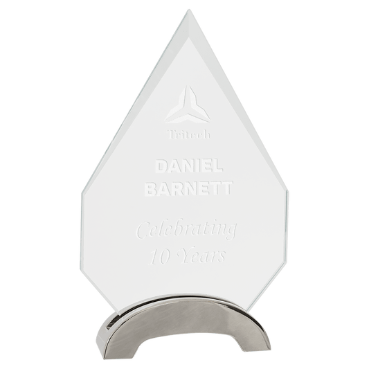 7 1/2" Diamond Platinum Glass with Arch Metal Base