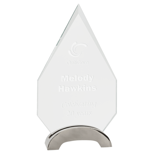 8 1/2" Diamond Platinum Glass with Arch Metal Base