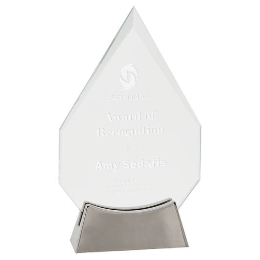 7 3/4" Diamond Platinum Glass with Full Metal Base