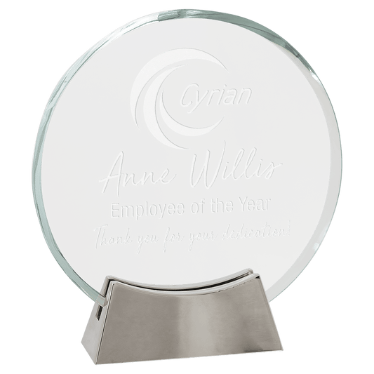 6 1/4" Round Platinum Glass with Full Metal Base