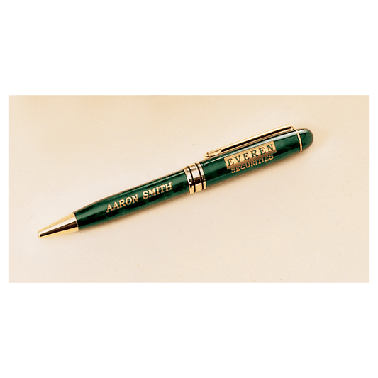 5 1/4" Green Marble Brass Pen