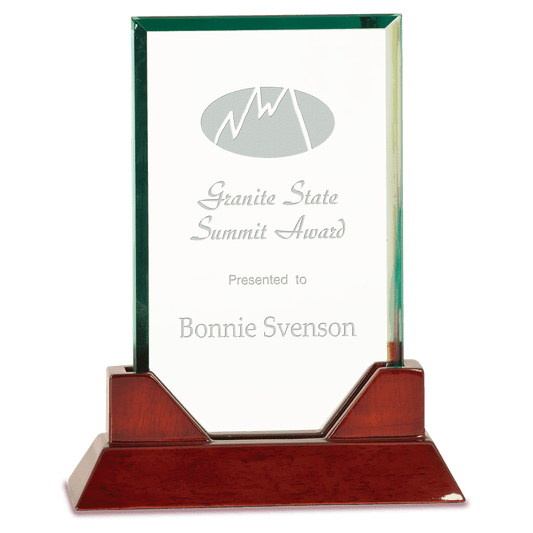 8 3/4" Rectangle Prestige Glass with Rosewood Piano Finish Base