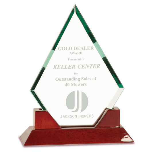 8 1/2" Jade Diamond Prestige Glass with Rosewood Piano Finish Base