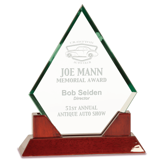 9 1/2" Jade Diamond Prestige Glass with Rosewood Piano Finish Base