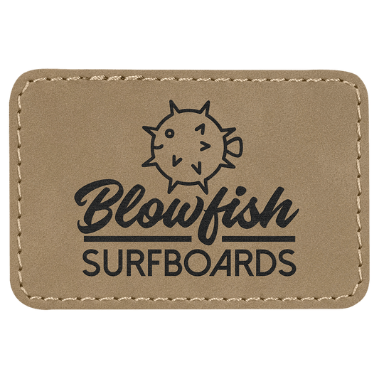 Light Brown 3" x 2" Rectangle Laserable Leatherette Patch with Adhesive