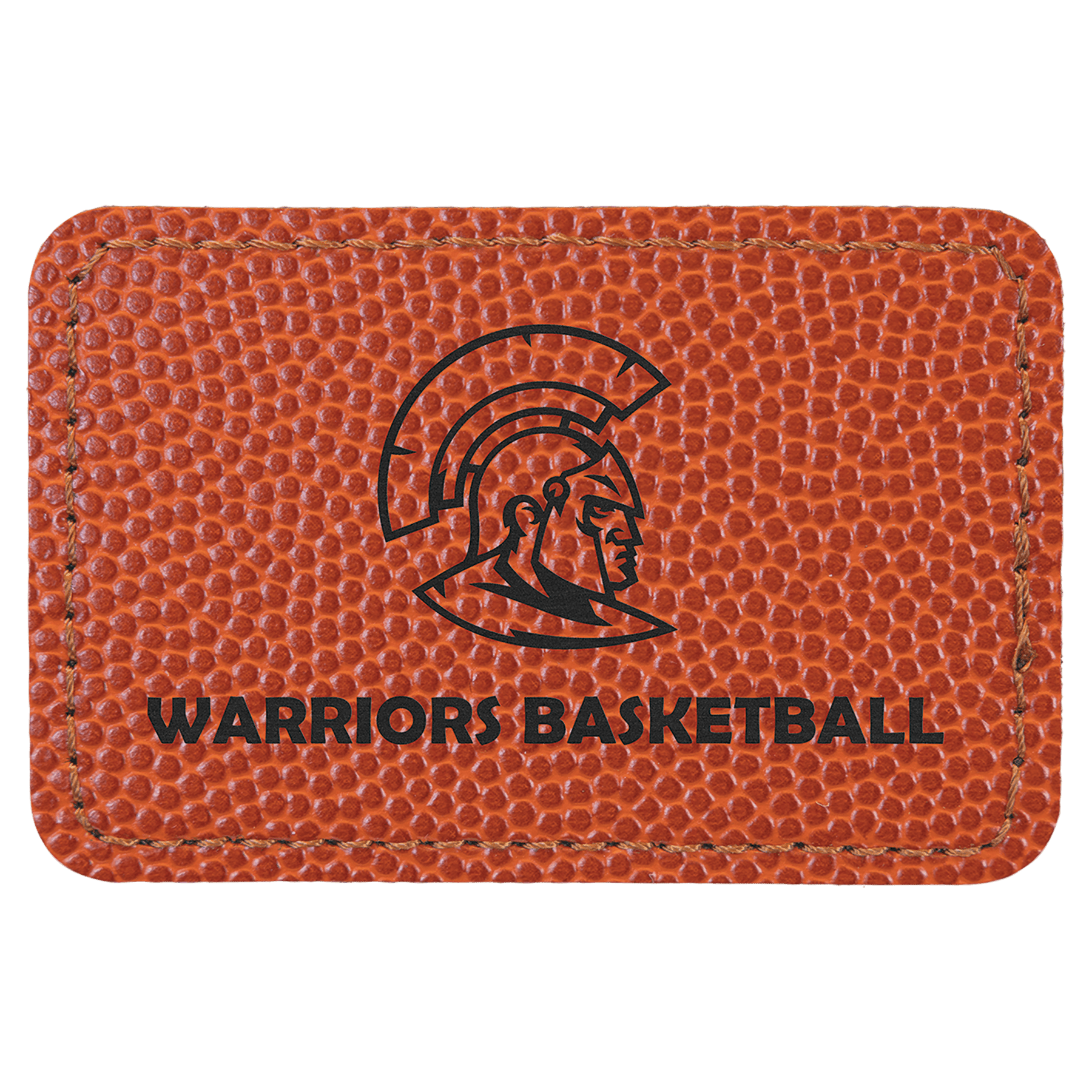 3" x 2" Rectangle Basketball Laserable Leatherette Patch with Adhesive