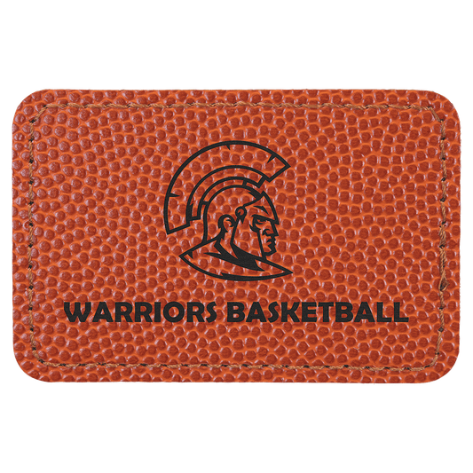 3" x 2" Rectangle Basketball Laserable Leatherette Patch with Adhesive