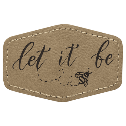 Light Brown 3" x 2" Hex Laserable Leatherette Patch with Adhesive