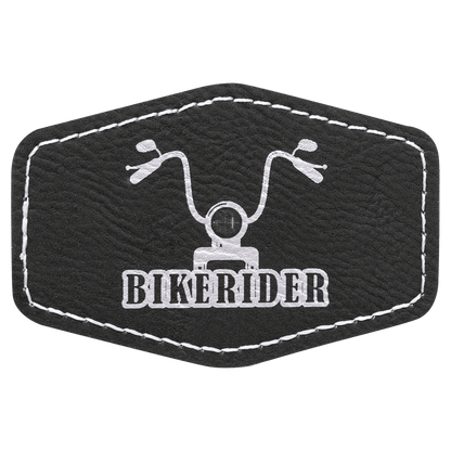 Black/Silver 3" x 2" Hex Laserable Leatherette Patch with Adhesive