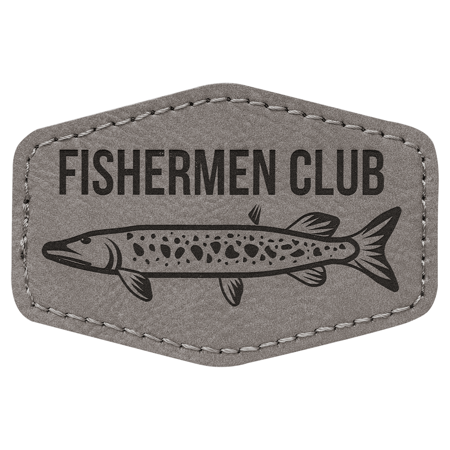 Gray 3" x 2" Hex Laserable Leatherette Patch with Adhesive