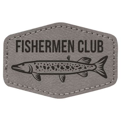 Gray 3" x 2" Hex Laserable Leatherette Patch with Adhesive