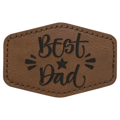 Dark Brown 3" x 2" Hex Laserable Leatherette Patch with Adhesive