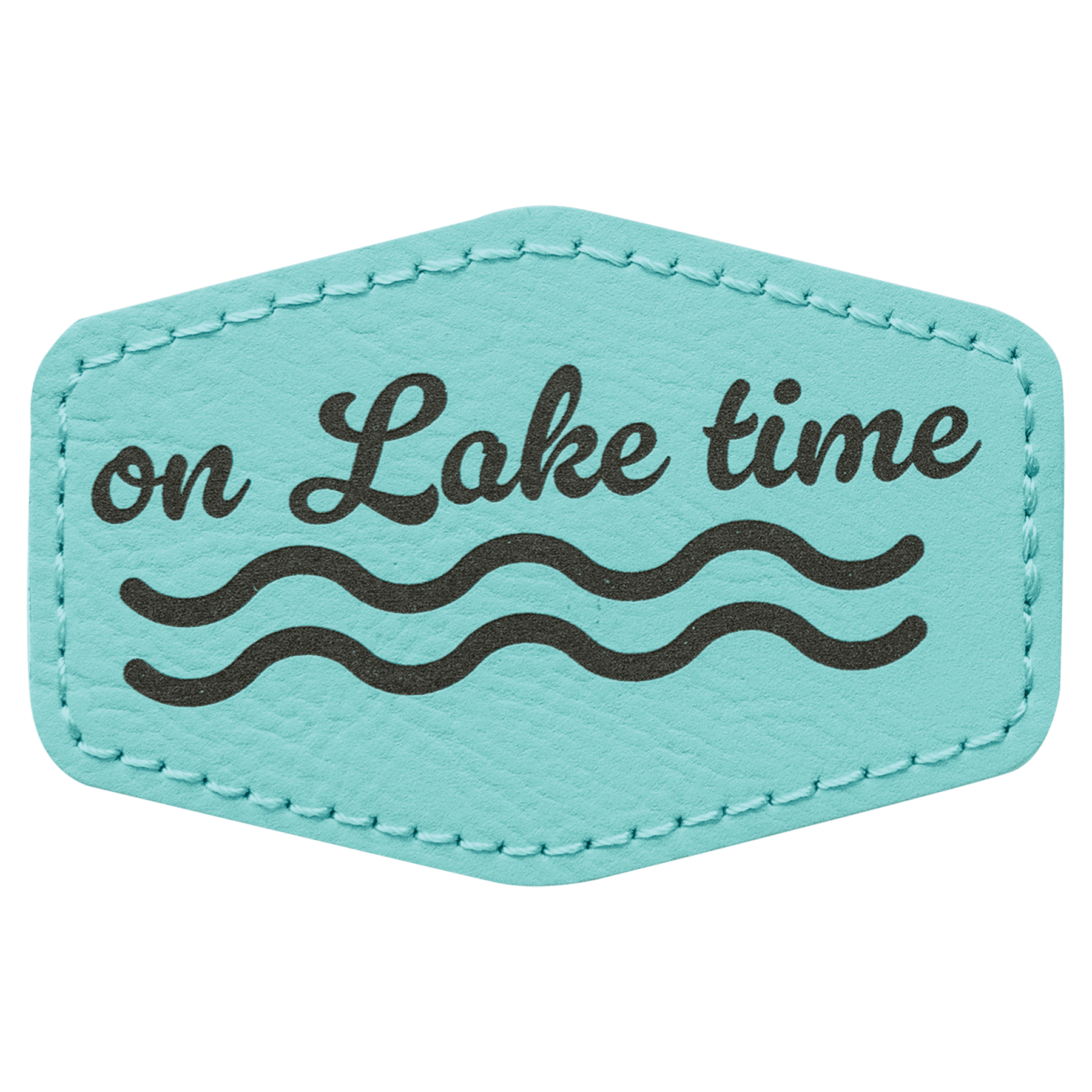 Teal 3" x 2" Hex Laserable Leatherette Patch with Adhesive