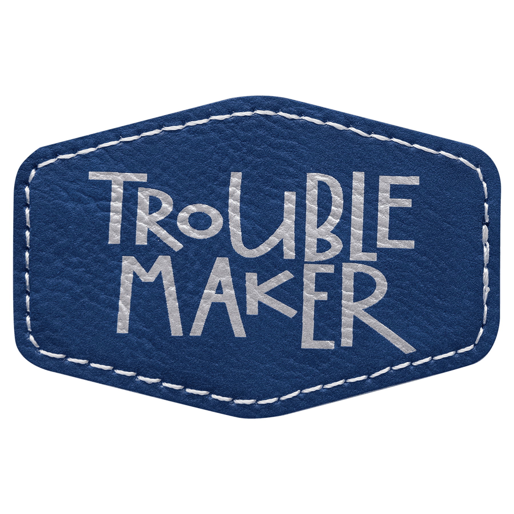 Blue/Silver 3" x 2" Hex Laserable Leatherette Patch with Adhesive