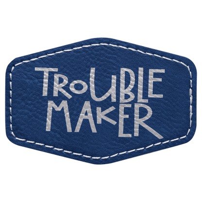 Blue/Silver 3" x 2" Hex Laserable Leatherette Patch with Adhesive